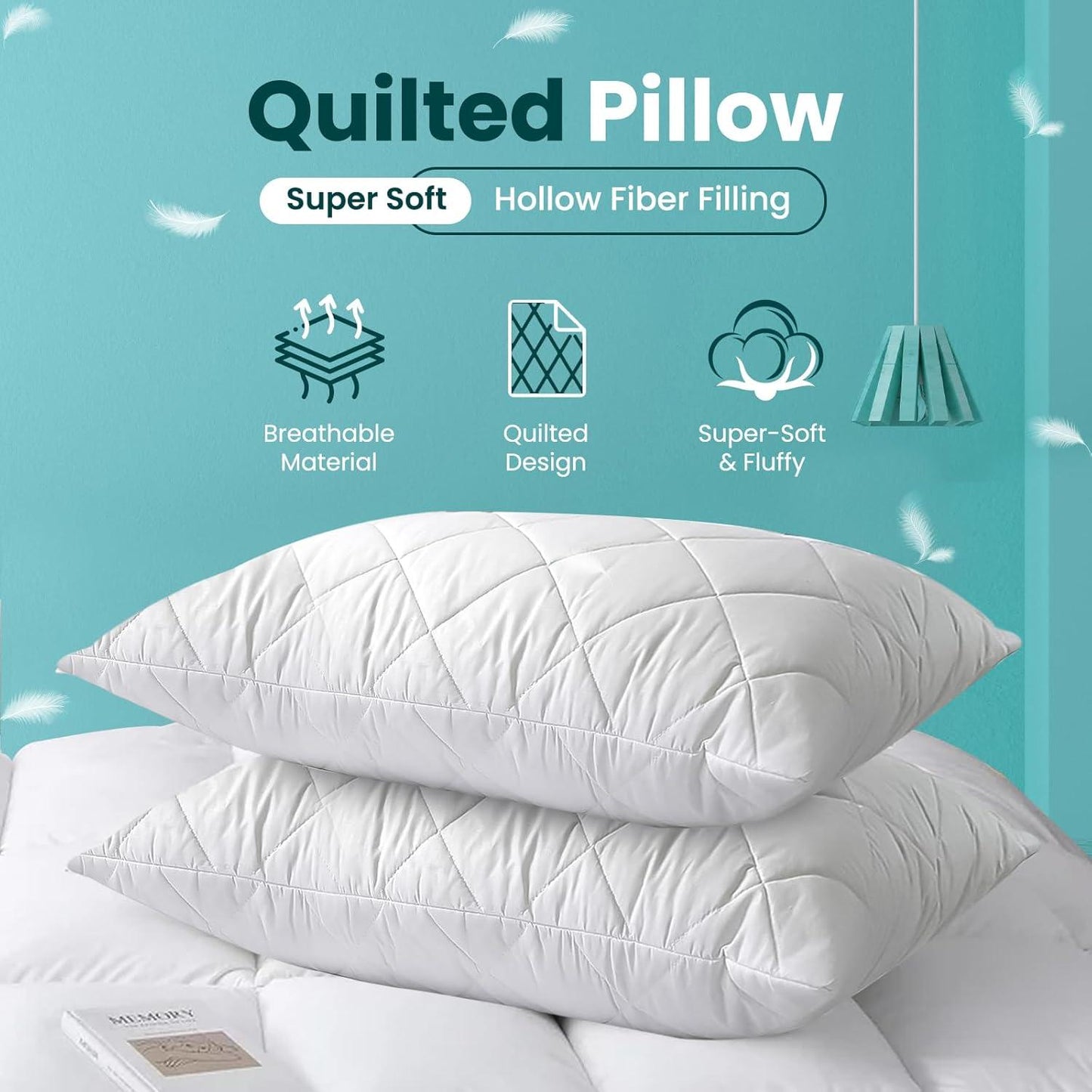 Filled Pillow Hotel Quality - Ultra Soft Bed Pillows with Pillow Protector - Sunshine Comforts