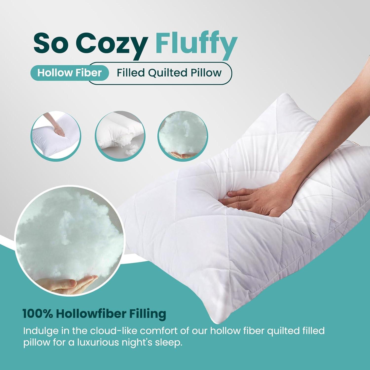 Filled Pillow Hotel Quality - Ultra Soft Bed Pillows with Pillow Protector - Sunshine Comforts