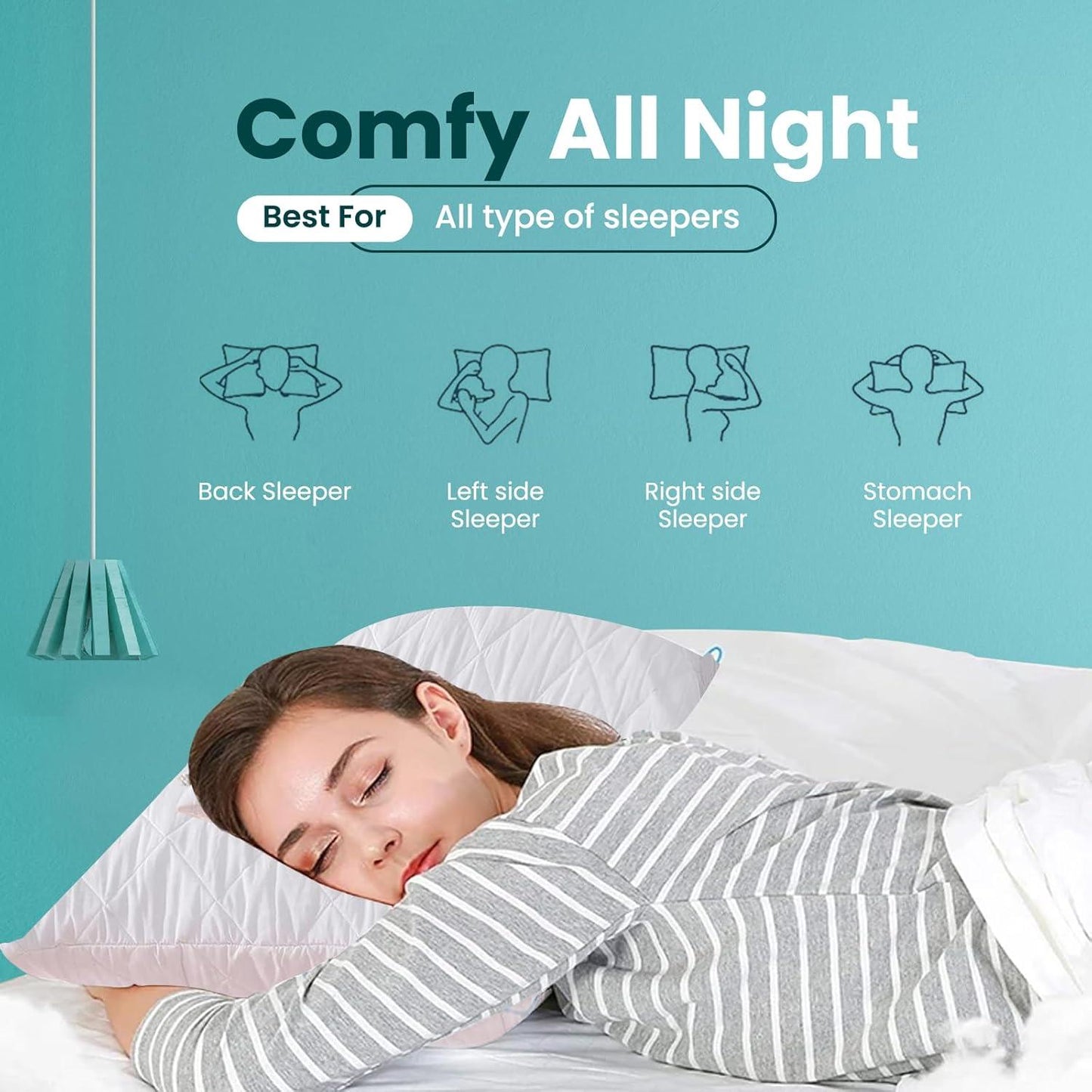 Filled Pillow Hotel Quality - Ultra Soft Bed Pillows with Pillow Protector - Sunshine Comforts