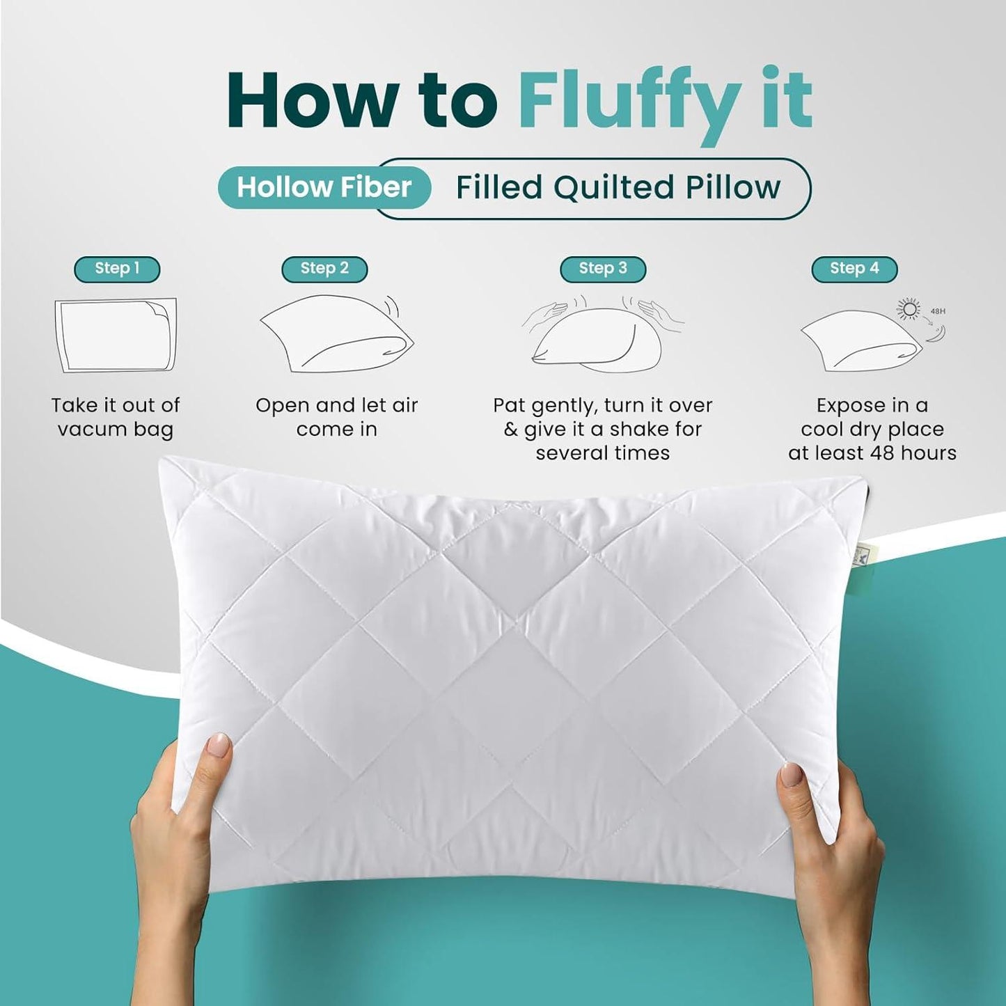 Filled Pillow Hotel Quality - Ultra Soft Bed Pillows with Pillow Protector - Sunshine Comforts