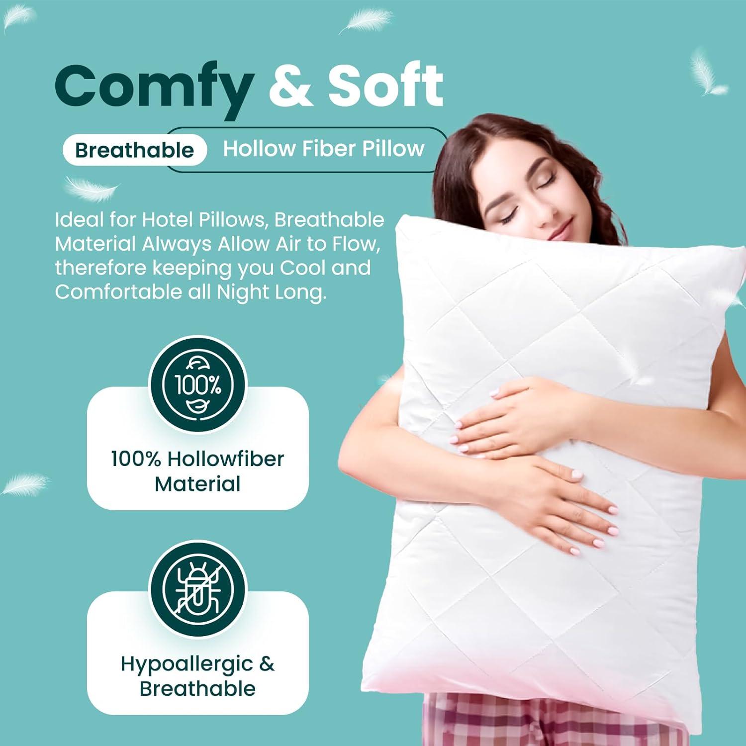 Filled Pillow Hotel Quality - Ultra Soft Bed Pillows with Pillow Protector - Sunshine Comforts