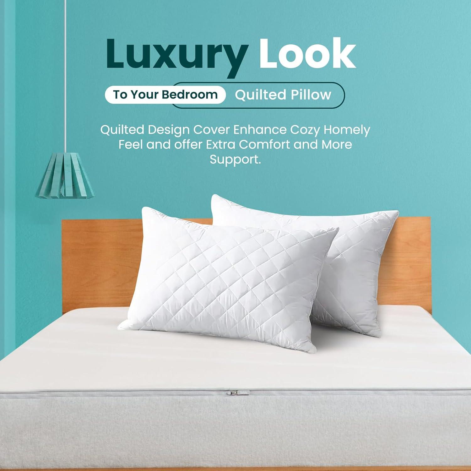 Filled Pillow Hotel Quality - Ultra Soft Bed Pillows with Pillow Protector - Sunshine Comforts