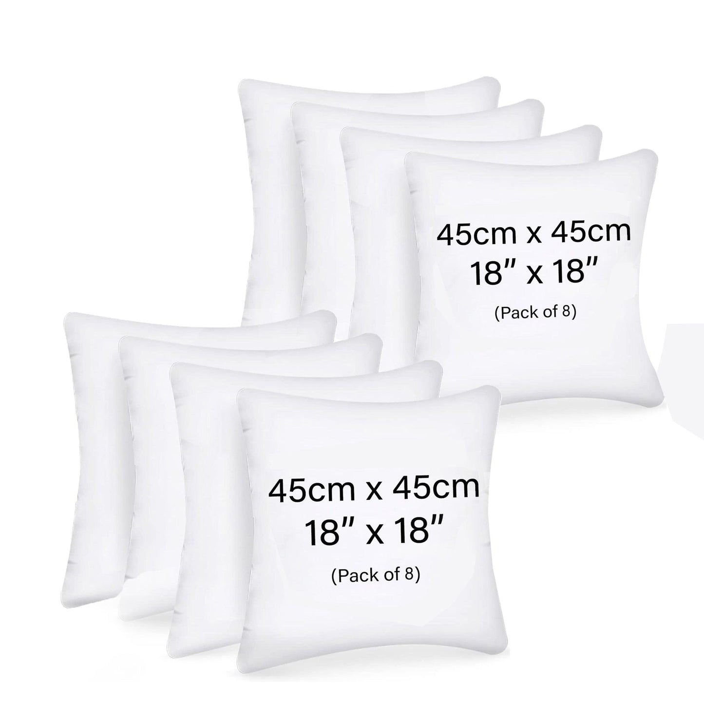 Cushion inserts, 45cm x 45cm, Extra Fluffy & Super Soft Cushion Pads - White - Sunshine Comforts