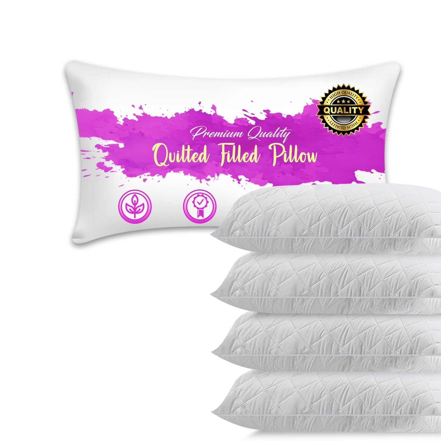 Filled Pillow Hotel Quality - Ultra Soft Bed Pillows with Pillow Protector - Sunshine Comforts