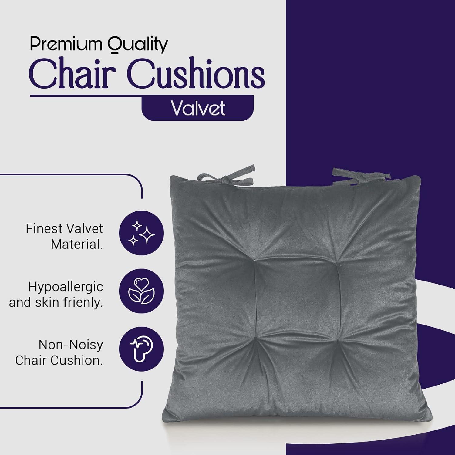 Velvet Seat Pad for Armchairs 40x40 with Ties Thick Armchair Pad Luxury Sofa Seat Pads Firm Support Floor Cushions-Soft Velvet Cover Garden Armchairs Pad - Sunshine Comforts