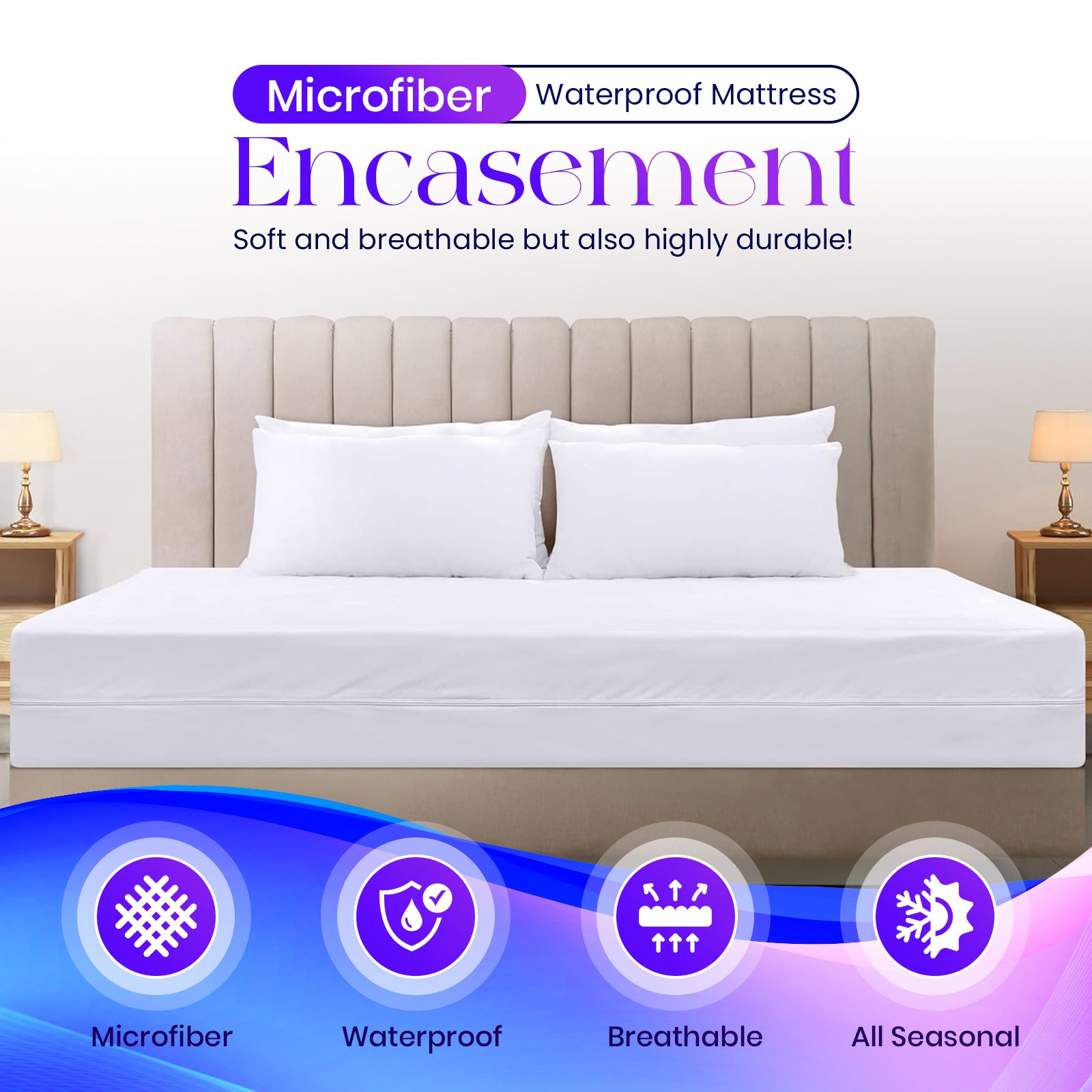 Waterproof Mattress Encasement | Zipper Sunshine Comforts