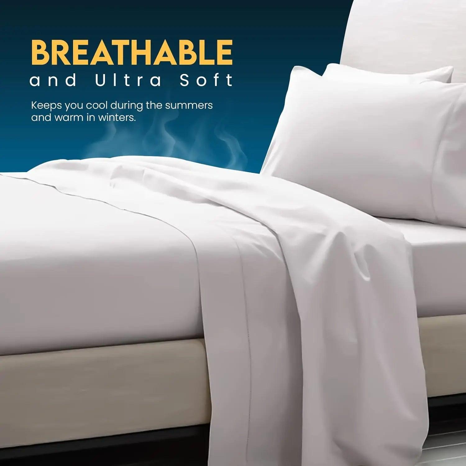 Egyptian Cotton Flat Sheet 200 Thread Count, Breathable, Anti Wrinkle, Shrink and Fade Resistant Flat Bed Sheets - Sunshine Comforts