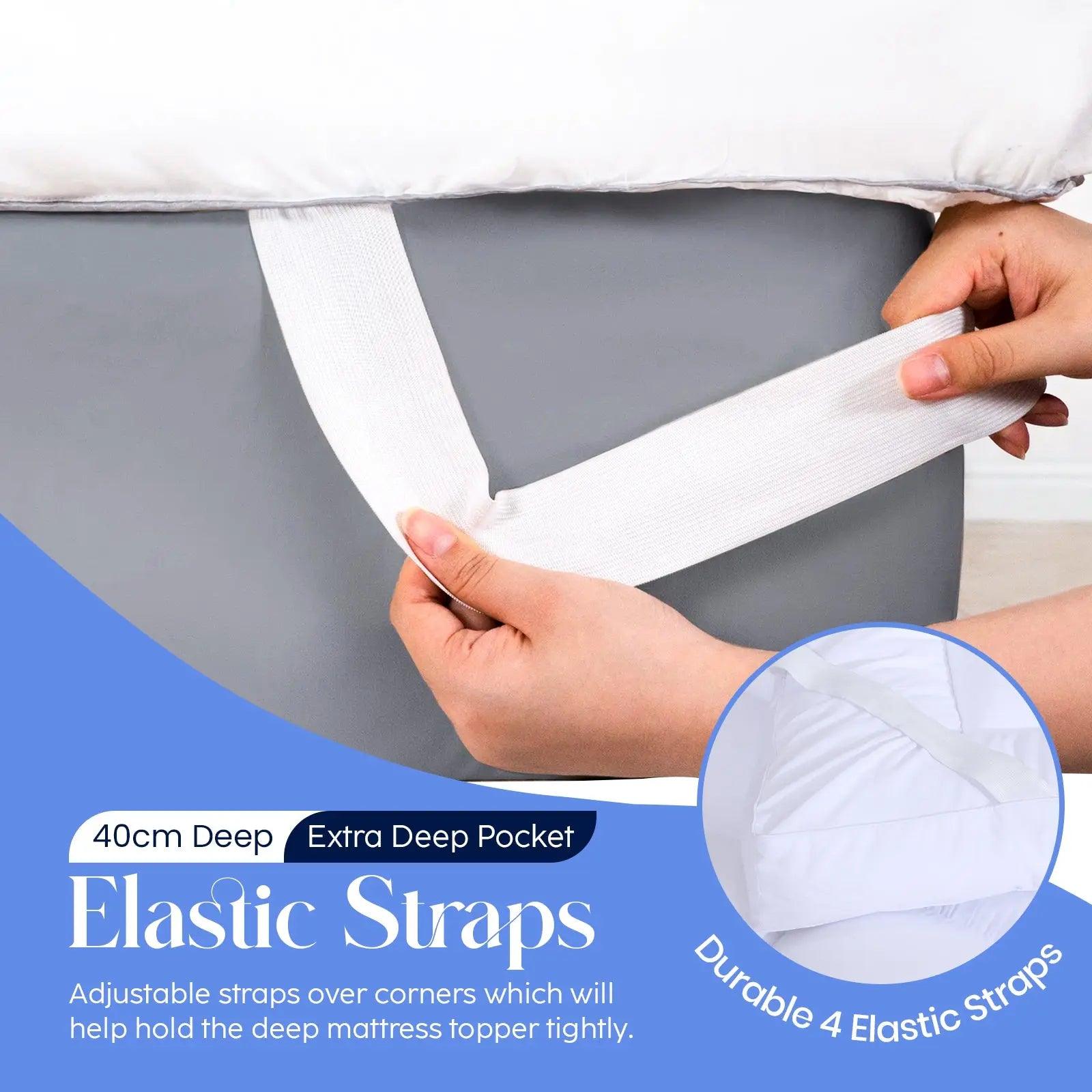Super King Mattress Topper 10CM Extra Thick with 1000GSM Filling Fiber - Sunshine Comforts