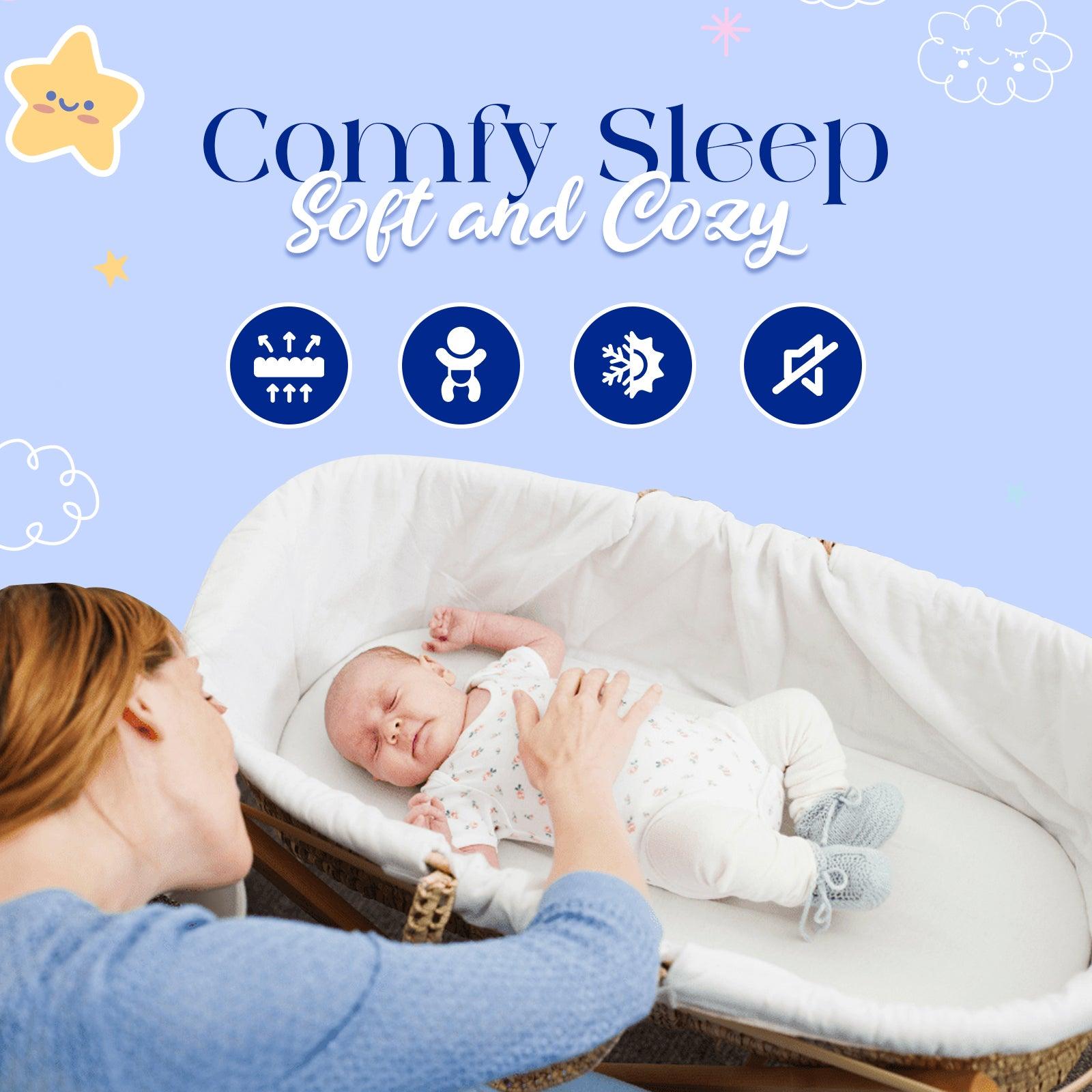 2 Pack Cotton Moses Basket Sheets, Breathable Baby Crib sheets - Sunshine Comforts