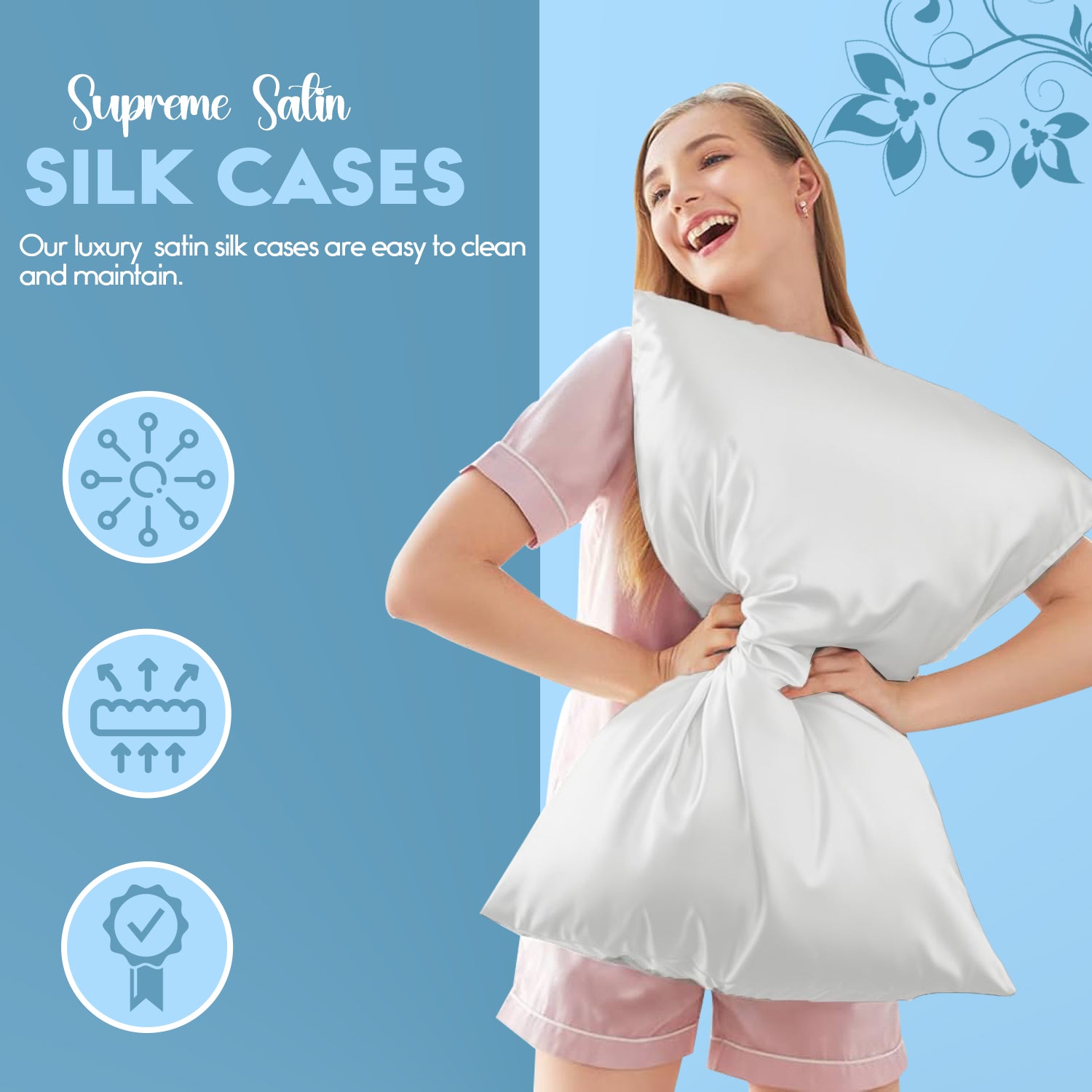 Satin Silk Pillow Cases 2 Pack Sunshine Comforts