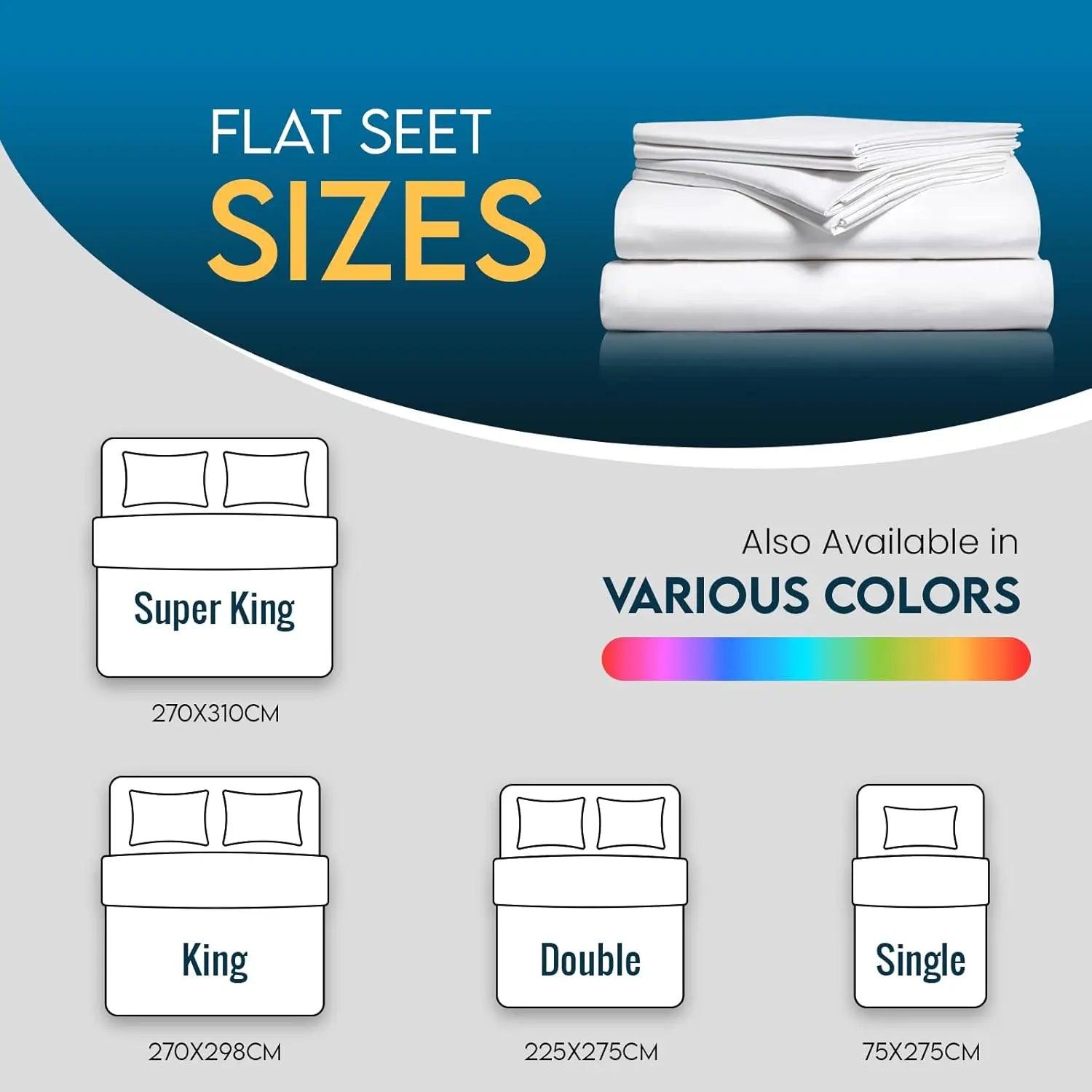Egyptian Cotton Flat Sheet 200 Thread Count, Breathable, Anti Wrinkle, Shrink and Fade Resistant Flat Bed Sheets - Sunshine Comforts