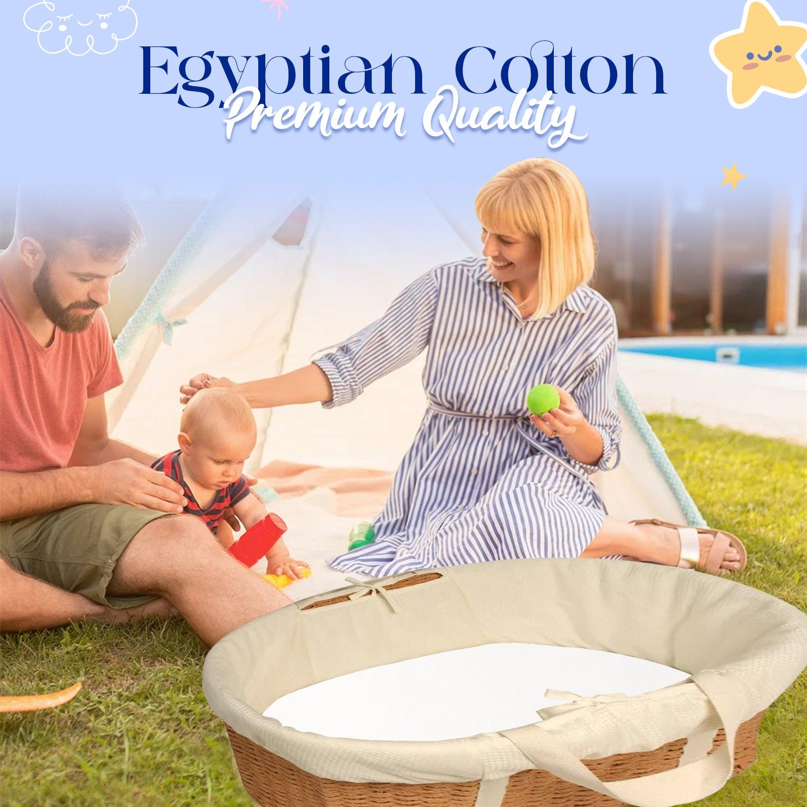 2 Pack Cotton Moses Basket Sheets, Breathable Baby Crib sheets - Sunshine Comforts