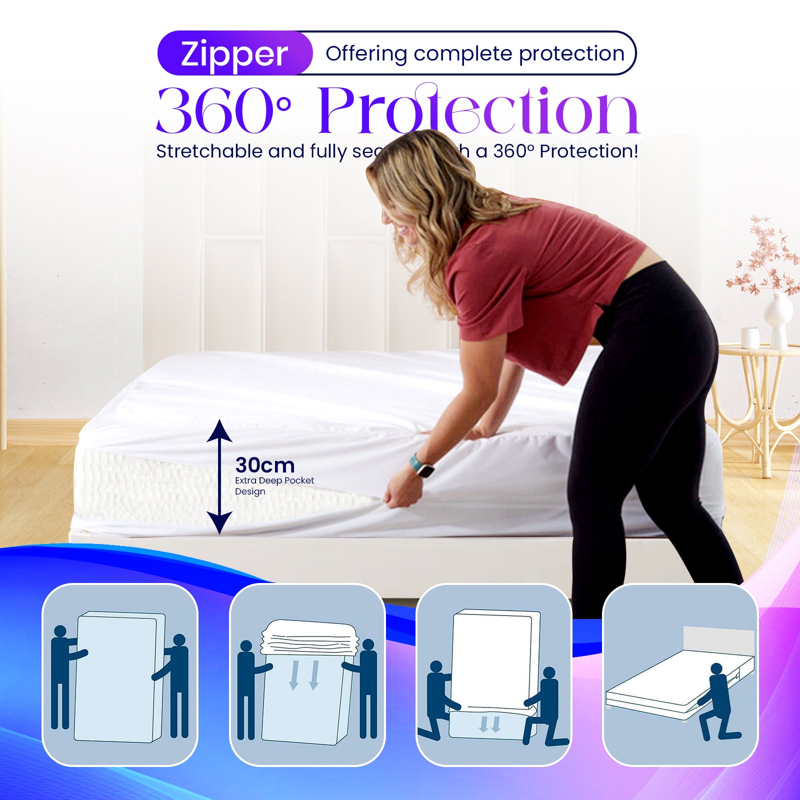 Waterproof Mattress Encasement | Zipper Sunshine Comforts
