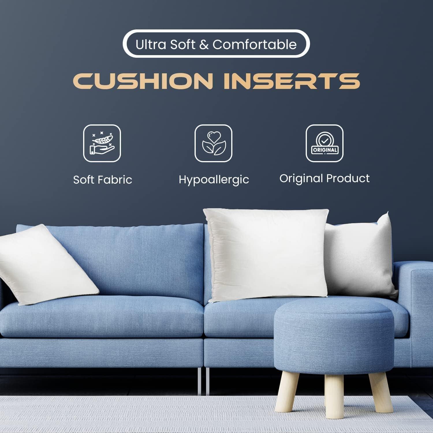 Cushion inserts, 45cm x 45cm, Extra Fluffy & Super Soft Cushion Pads - White - Sunshine Comforts