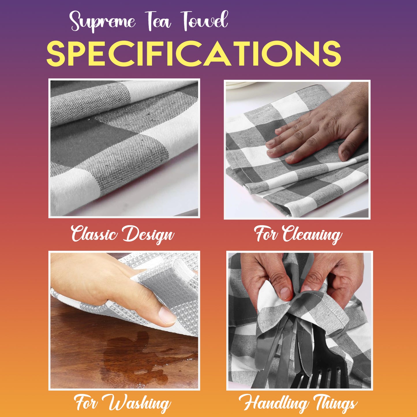 Tea Towels Egyptian Cotton, Super Absorbent Kitchen Towels, 40 x 70CM Sunshine Comforts