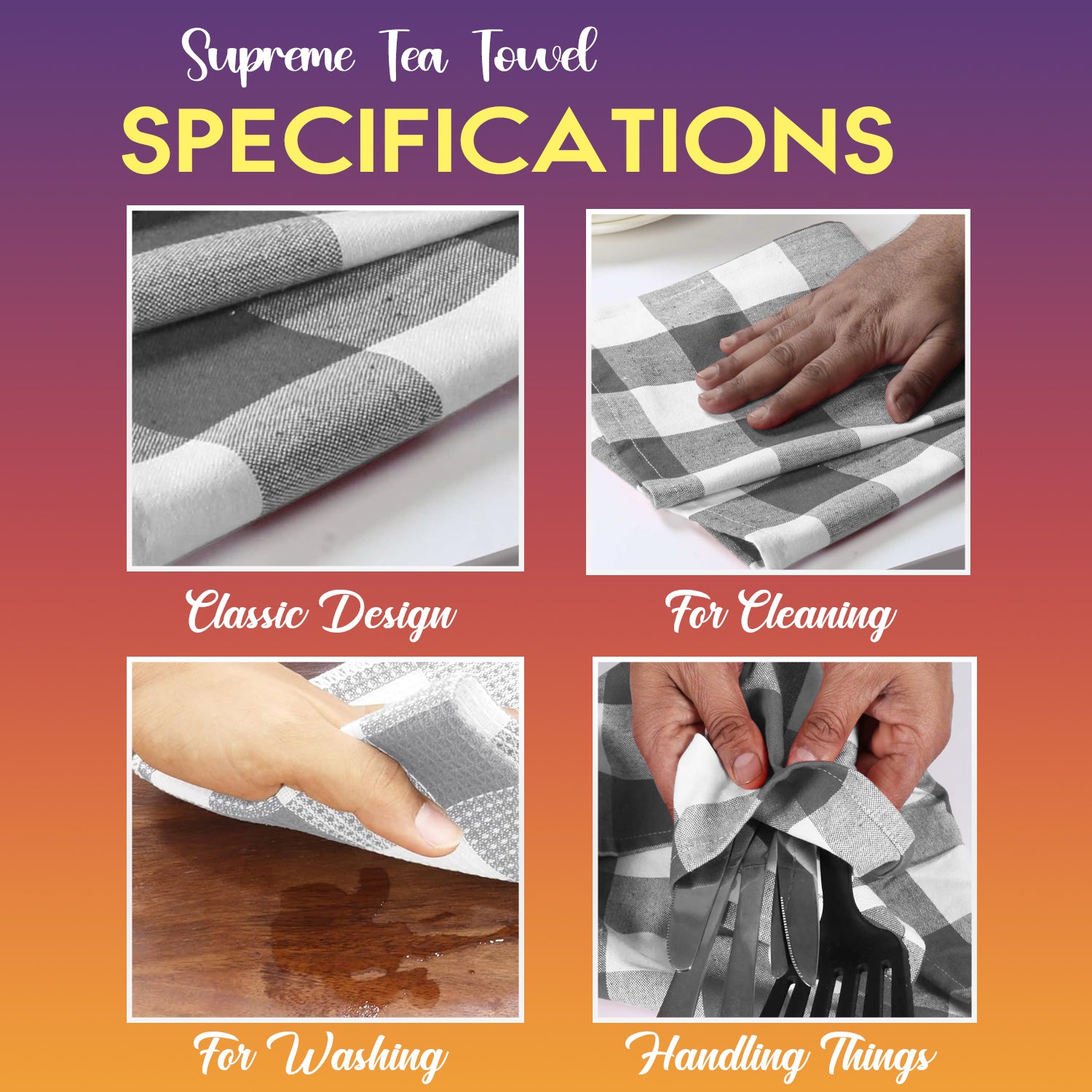 Tea Towels Egyptian Cotton, Super Absorbent Kitchen Towels, 40 x 70CM Sunshine Comforts
