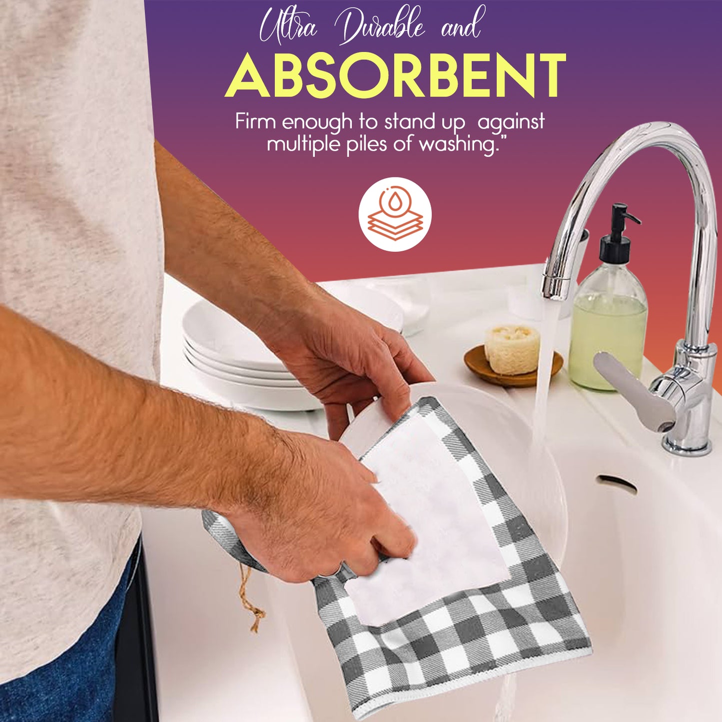 Tea Towels Egyptian Cotton, Super Absorbent Kitchen Towels, 40 x 70CM Sunshine Comforts