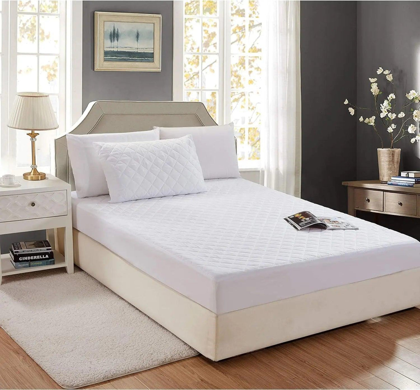 Mattress Protector with Soft Quilting Diamond Pattern - Sunshine Comforts