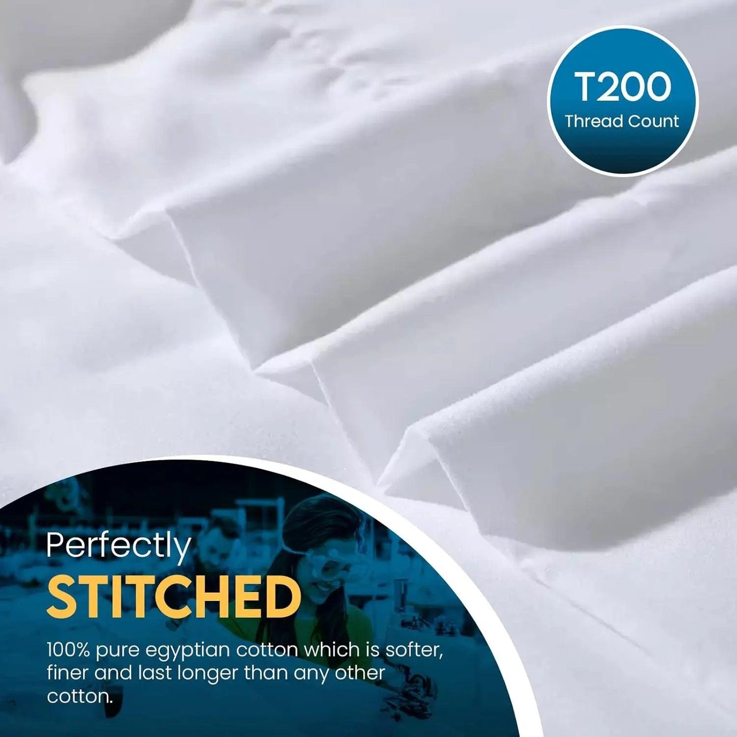 Egyptian Cotton Flat Sheet 200 Thread Count, Breathable, Anti Wrinkle, Shrink and Fade Resistant Flat Bed Sheets - Sunshine Comforts