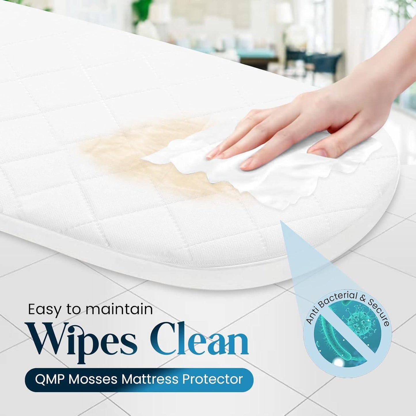 Waterproof Moses Basket Mattress Protector with Stretch Skirt (35 x 75cm) - Sunshine Comforts