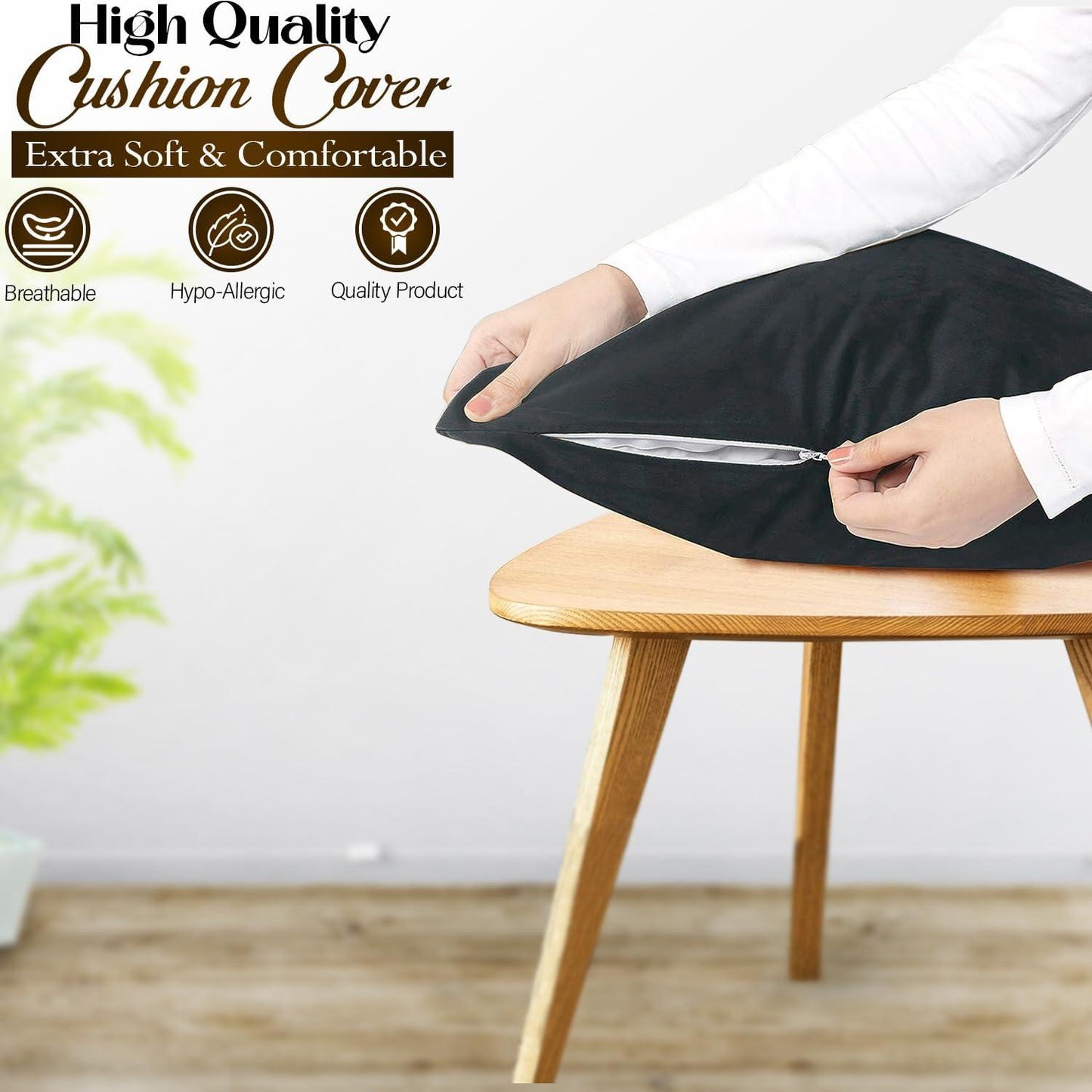 Velvet Cushion Covers – Cushion Covers 45 x 45 Fluffy Cushion Inners Covers Super Soft Cushion cover 18X18 velvet Square Pillow Cover - Sunshine Comforts