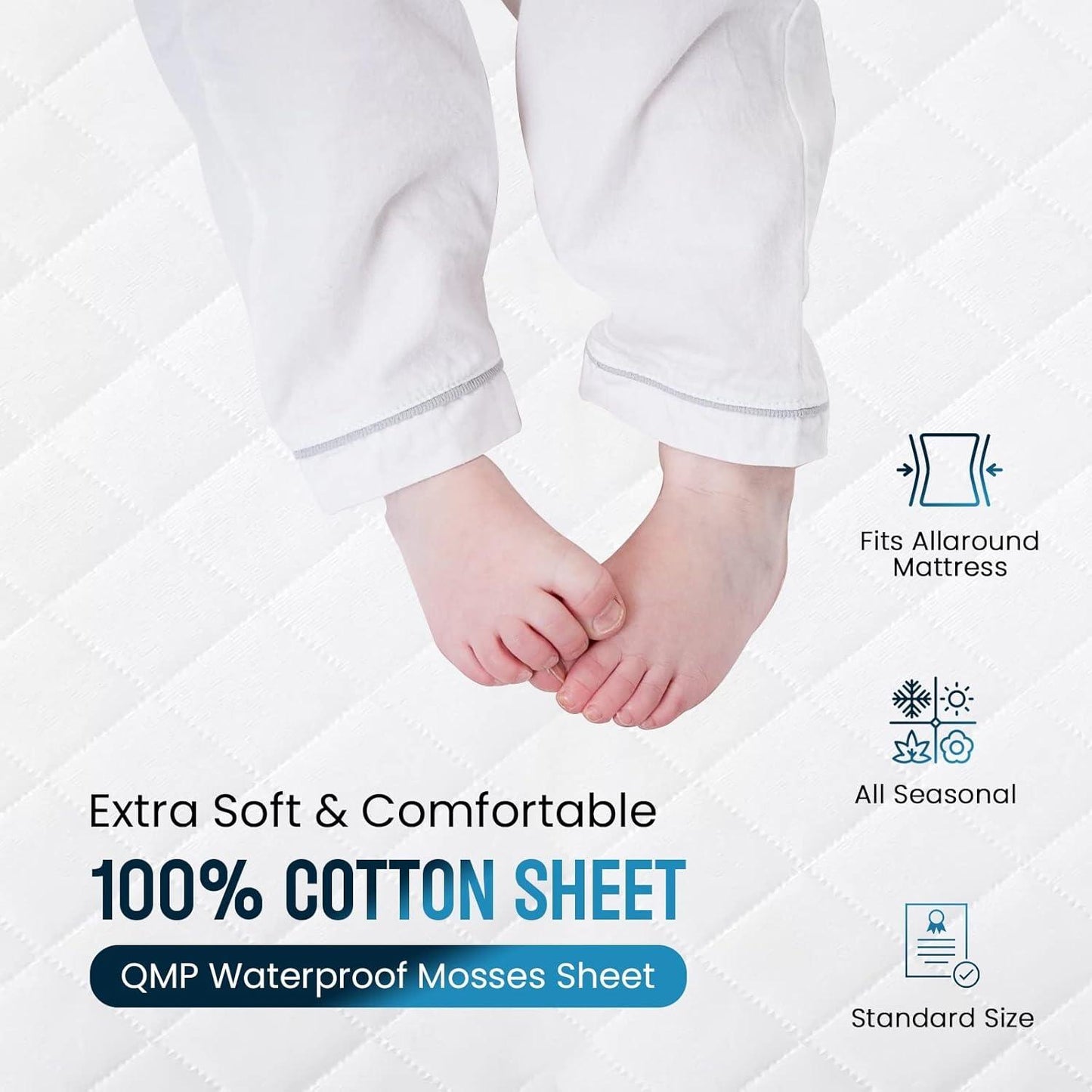Waterproof Moses Basket Mattress Protector with Stretch Skirt (35 x 75cm) - Sunshine Comforts