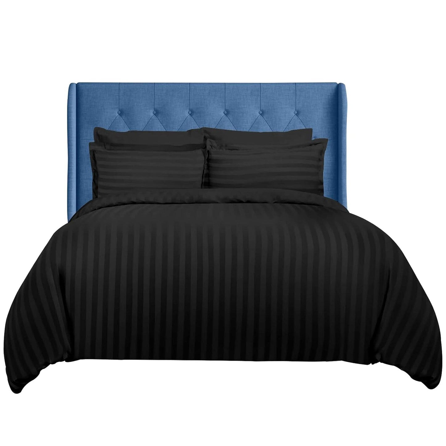 Duvet Cover - 3PC Hypoallergenic Satin Stripes Bedding Set with Pillow Cases - Sunshine Comforts