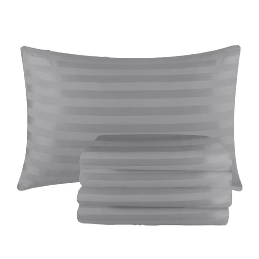 Pillow Cases, Hotel Quality Satin Stripes Pillows Cover Pack of 4 - Sunshine Comforts