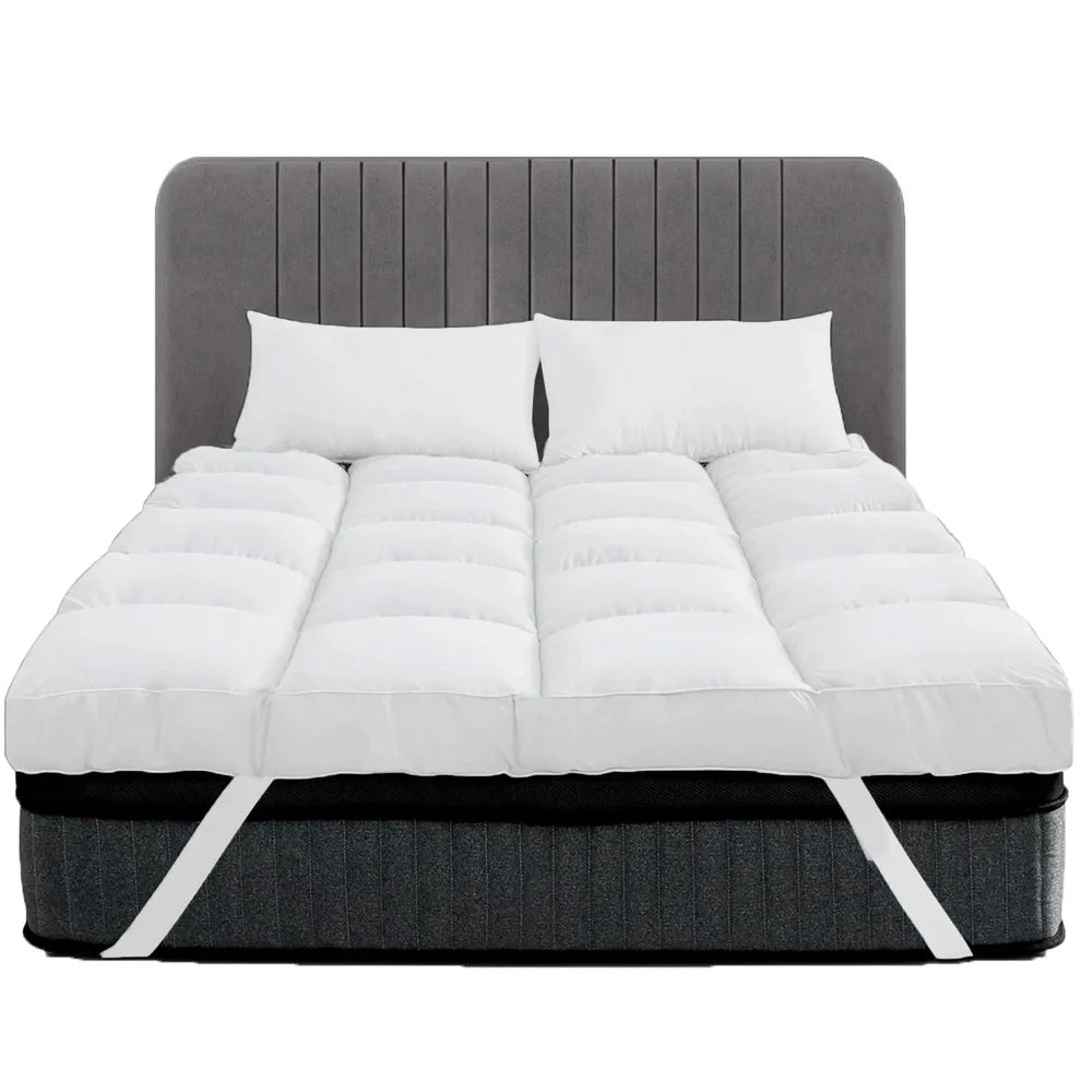 Super King Mattress Topper 10CM Extra Thick with 1000GSM Filling Fiber - Sunshine Comforts