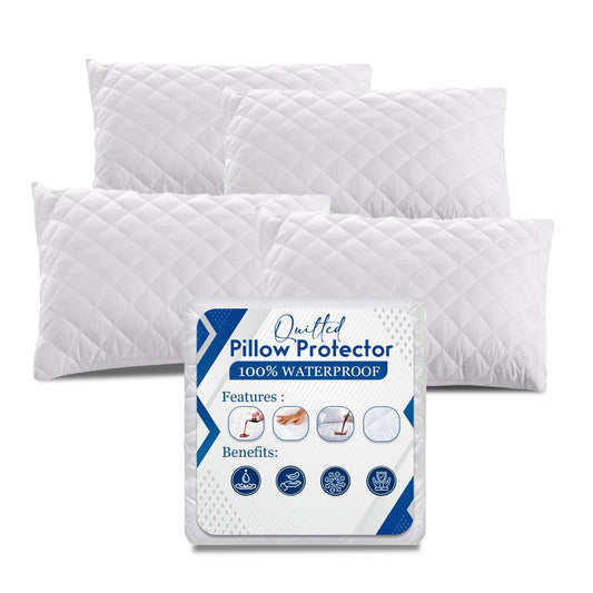Pillow Protectors, Quilted Zipped Pillow Protector 4 Pack - Sunshine Comforts