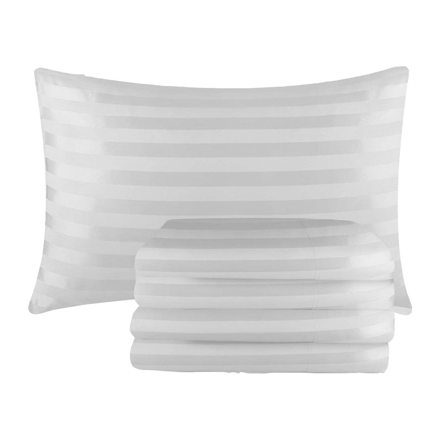Pillow Cases, Hotel Quality Satin Stripes Pillows Cover Pack of 4 - Sunshine Comforts