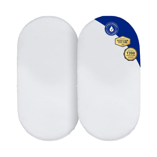 2 Pack Cotton Moses Basket Sheets, Breathable Baby Crib sheets - Sunshine Comforts