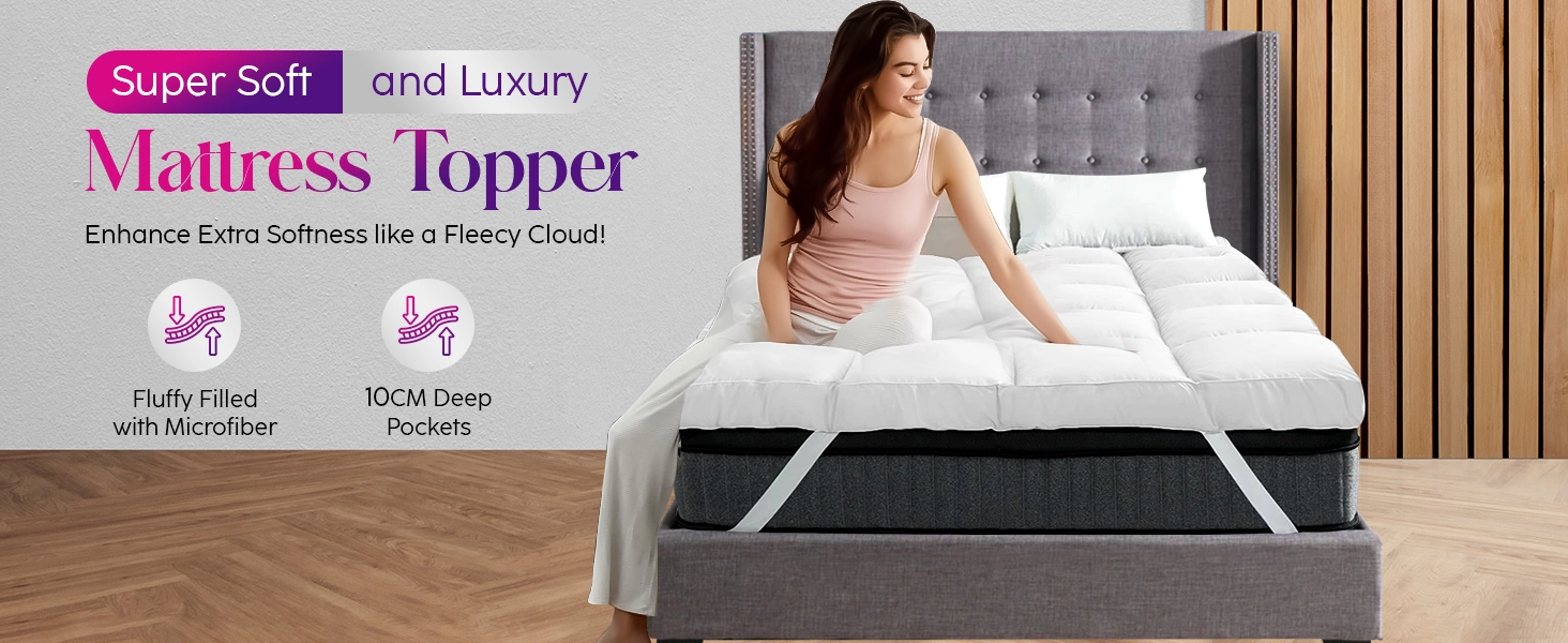 4 Inch Deep Mattress Topper Luxury Soft Hotel Quality Microfiber All Sizes  10cm